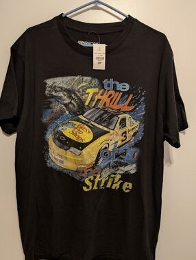 Nascar Black Short Sleeve Tee with Yellow Racing Car Graphic